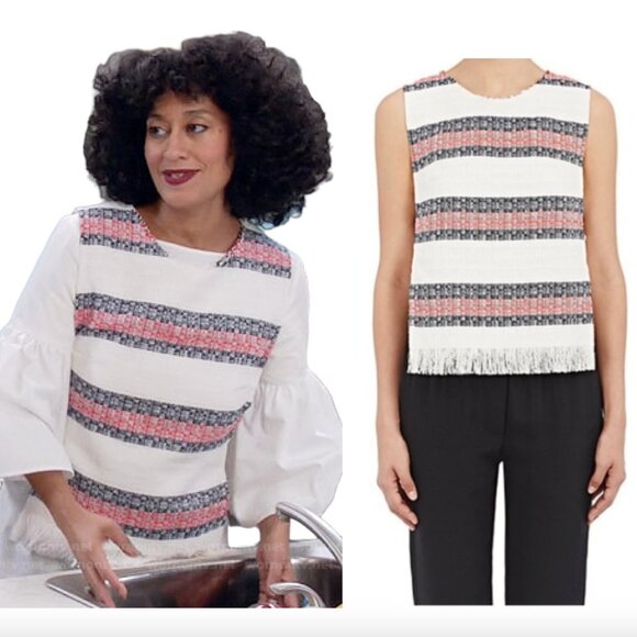 Sea Tops - SEA NEW YORK striped Tweed cutout top sz 2